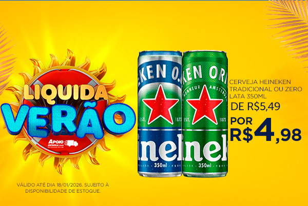 Cerveja Heineken Tradicional ou Zero Lata 350ml 18/01